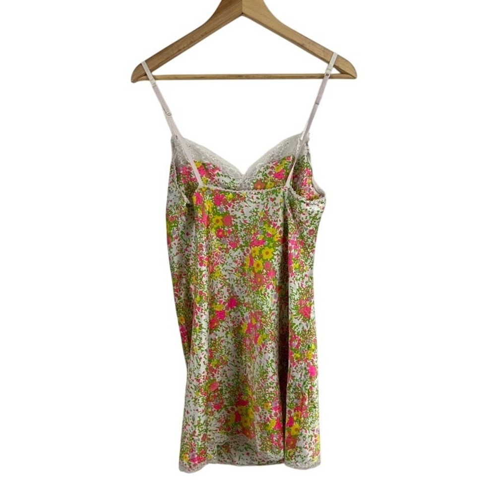 Victoria's Secret Satin Slip Nightgown Slip Dress Vtg Size M Floral Lace Trim - Picture 2 of 13